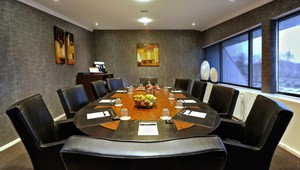 Boardroom with oval table and lots of daylight